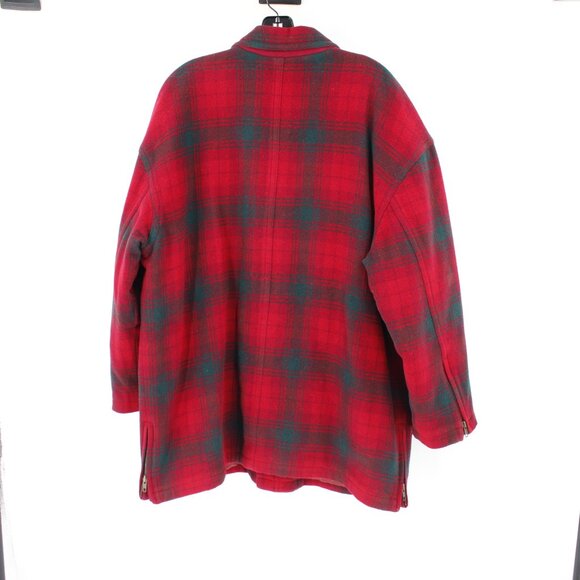 Vintage Banana Republic Mackinaw cruiser jacket Mens Medium Red Plaid Wool Blend - Picture 7 of 13